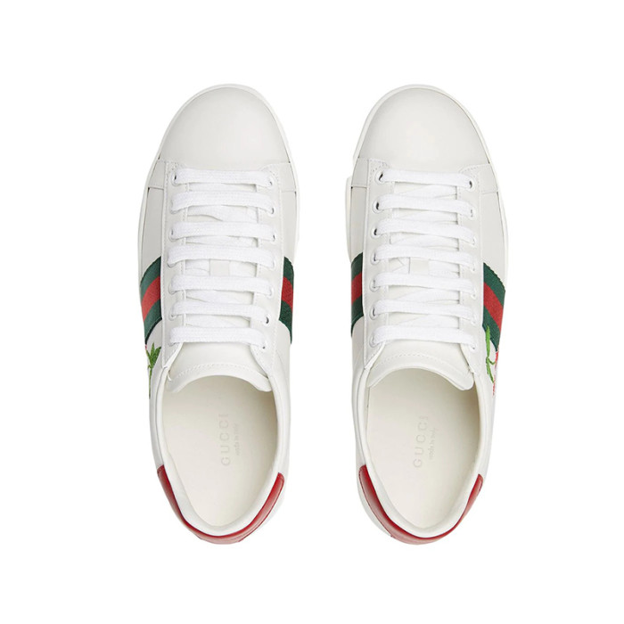 (Men) Gucci white Ace leather sneakers