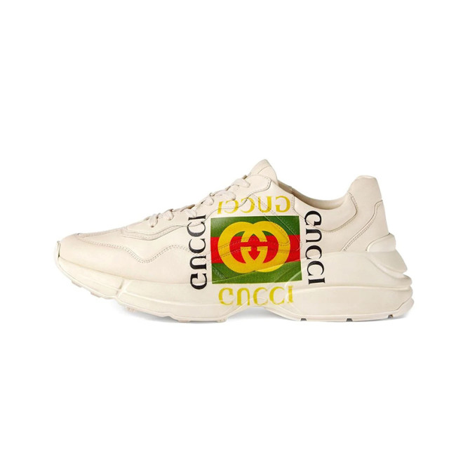 (Women) Gucci ivory Rhyton Gucci logo leather sneaker