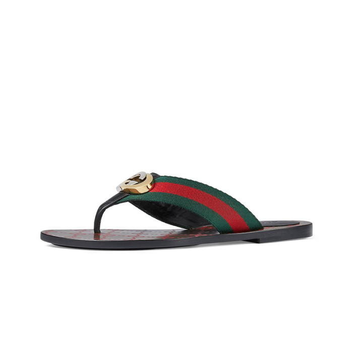(Women) GG thong Web sandal-Pink print
