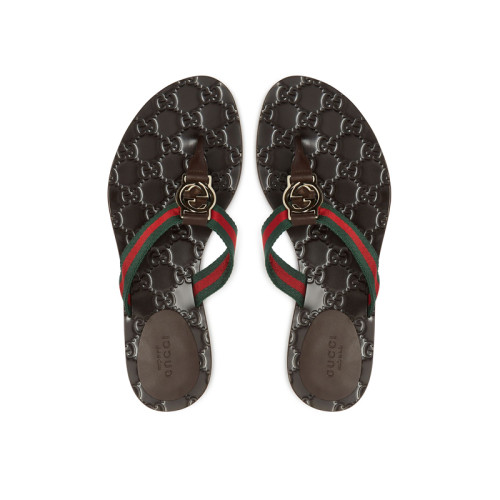 (Women) GG thong Web sandal-Black print