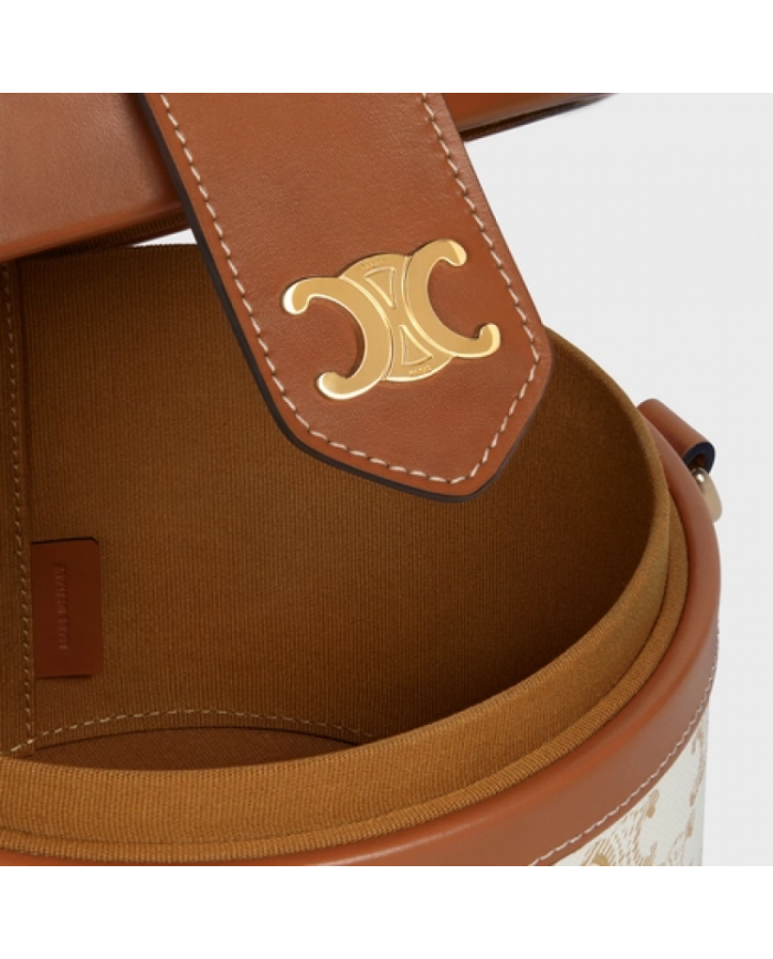 CELINE MEDIUM TAMBOUR BAG IN TRIOMPHE CANVAS WHITE