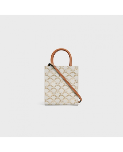 CELINE MINI VERTICAL CABAS IN TRIOMPHE CANVAS WHITE