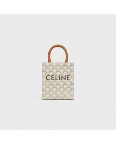 CELINE MINI VERTICAL CABAS IN TRIOMPHE CANVAS WHITE