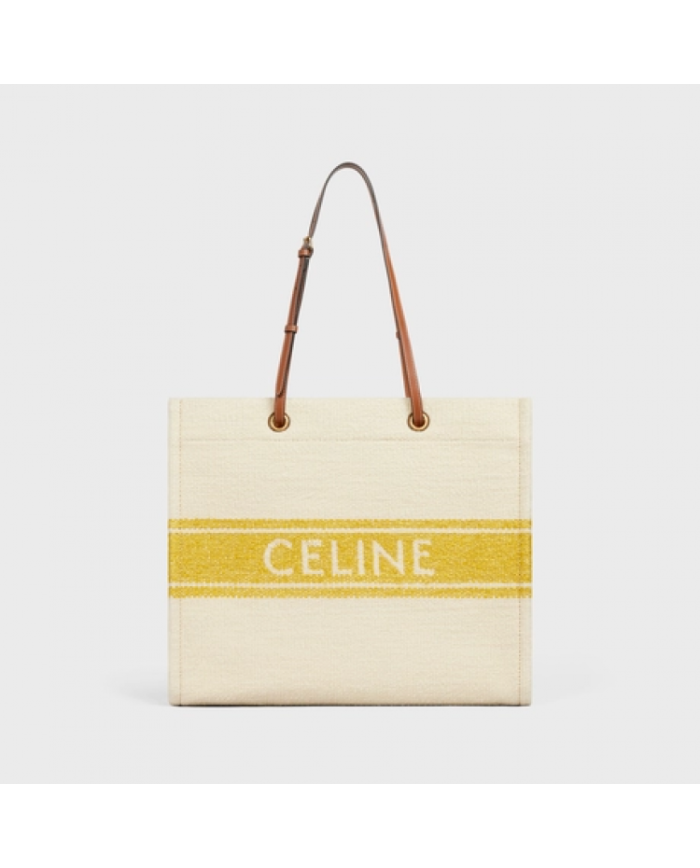 CELINE SQUARED CABAS CELINE IN  PLEIN SOLEIL  TEXTILE AND CALFSKIN YELLOW / TAN