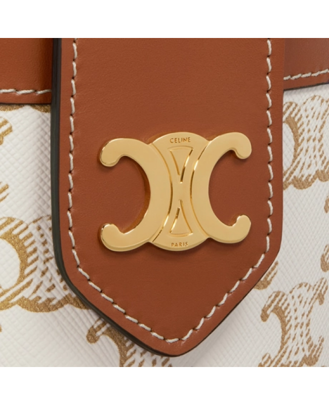 CELINE MEDIUM TAMBOUR BAG IN TRIOMPHE CANVAS WHITE