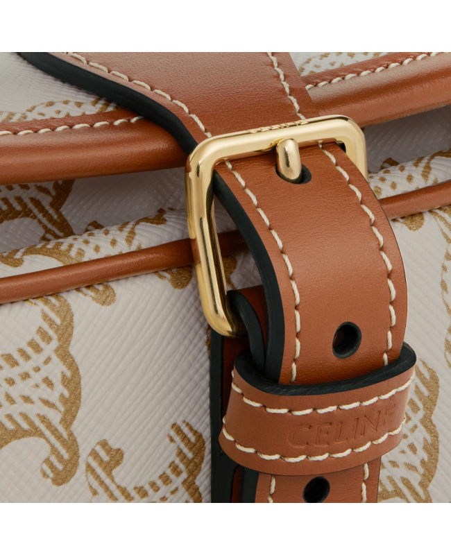 CELINE MEDIUM FOLCO BAG IN TRIOMPHE CANVAS WHITE