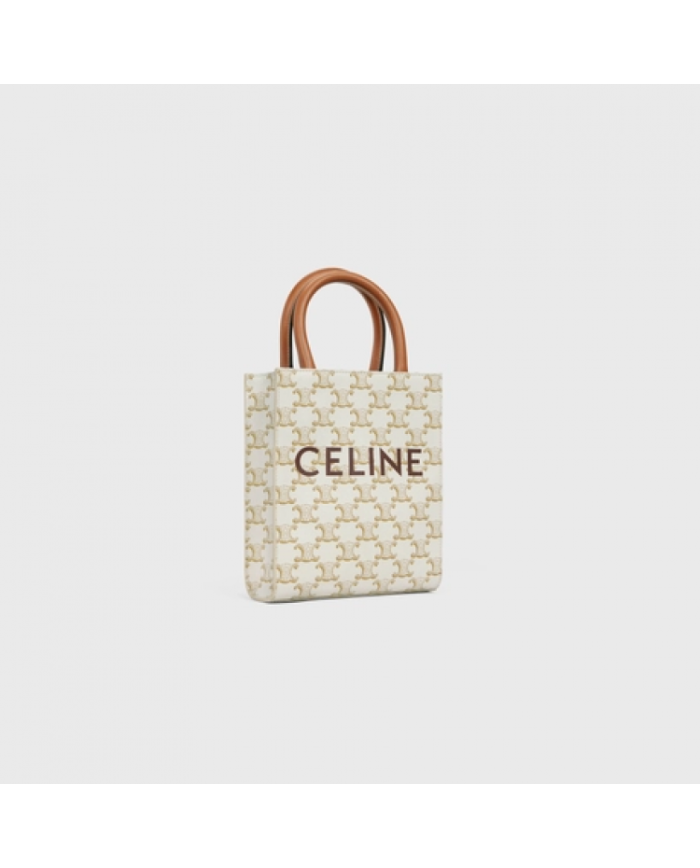 CELINE MINI VERTICAL CABAS IN TRIOMPHE CANVAS WHITE