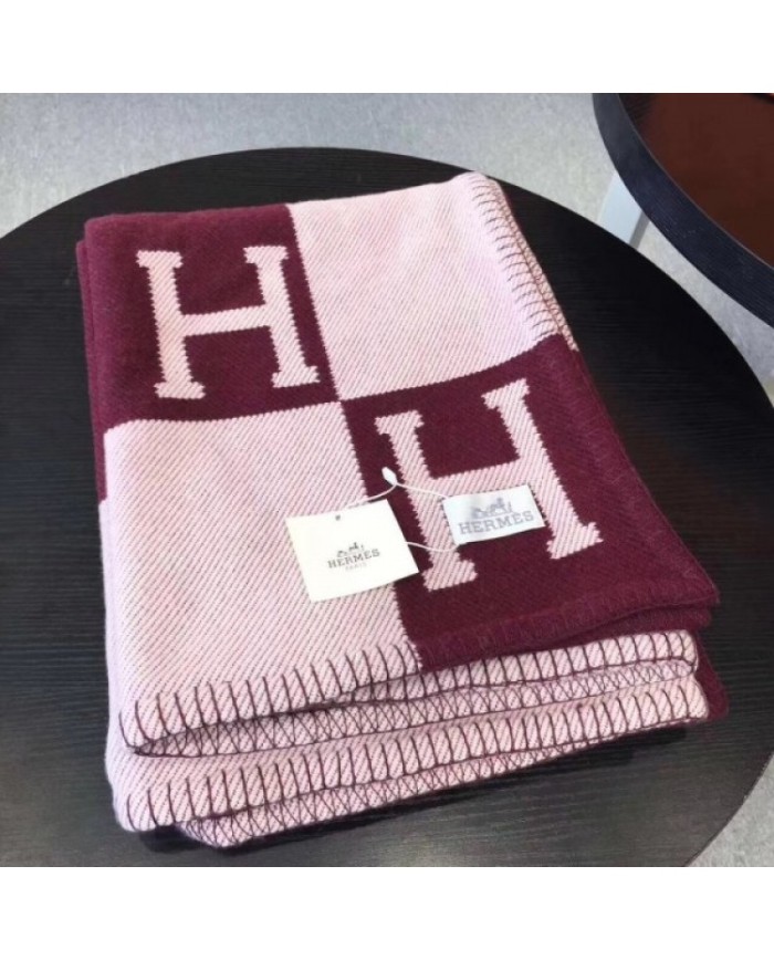 Hermes Avalon Blanket In Fuchsia Wool and Cashmere