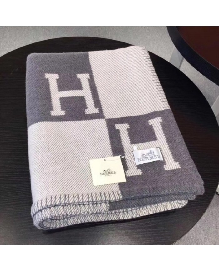 Hermes Avalon Blanket In Grey Wool and Cashmere