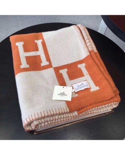 Hermes Avalon Blanket In Orange Wool and Cashmere