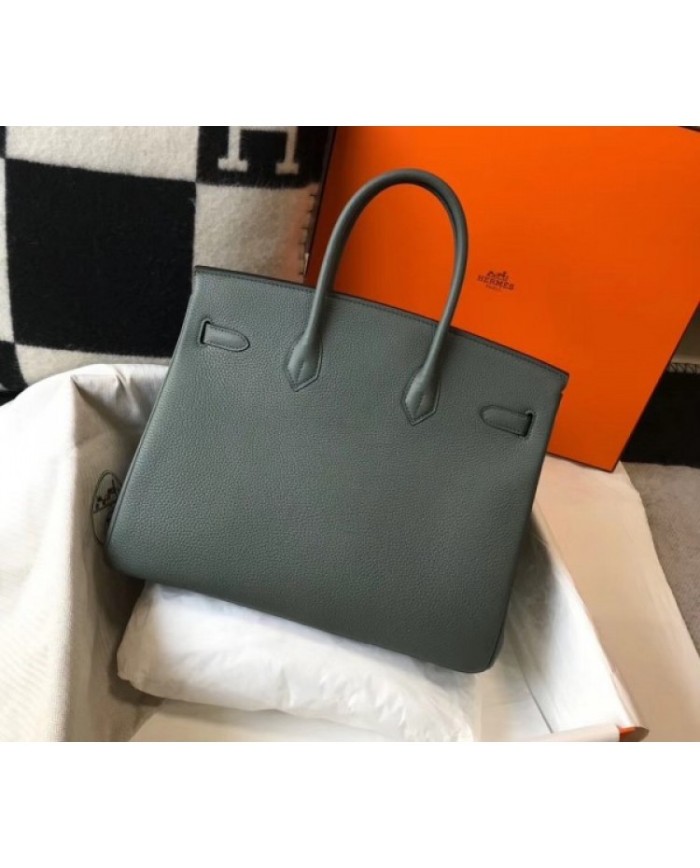 Hermes Birkin 35cm Bag In Vert Amande Clemence Leather