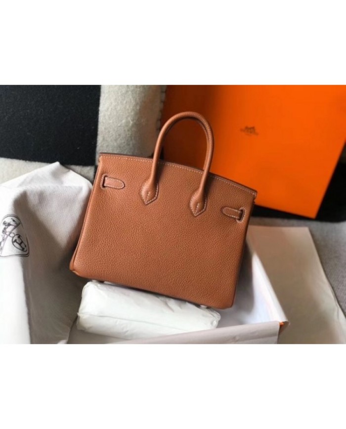 Hermes Birkin 25cm Bag In Gold Clemence Leather