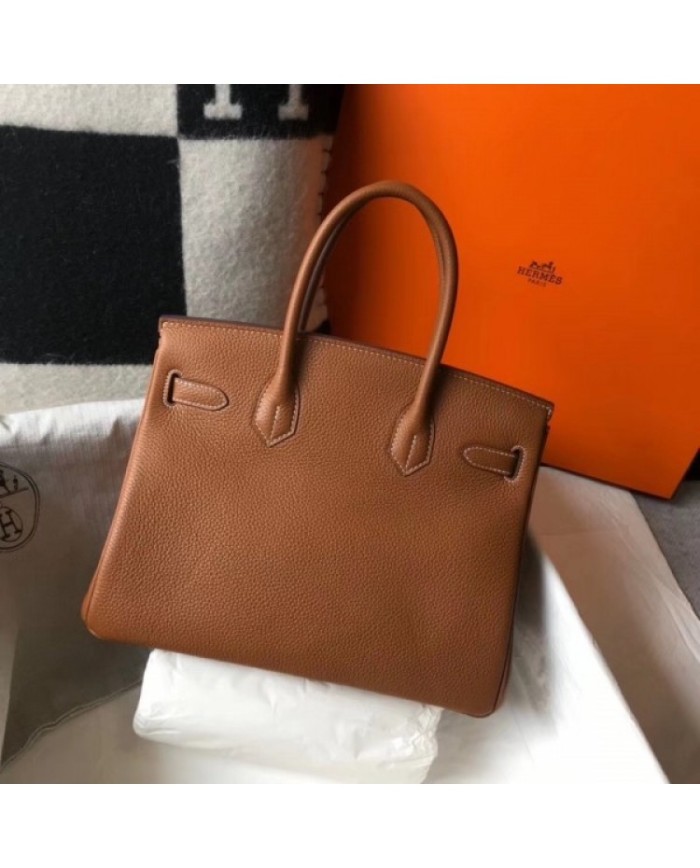 Hermes Birkin 30cm Bag In Gold Clemence Leather