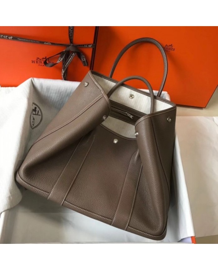 Hermes Garden Party 36 Bag In Taupe Clemence Calfskin
