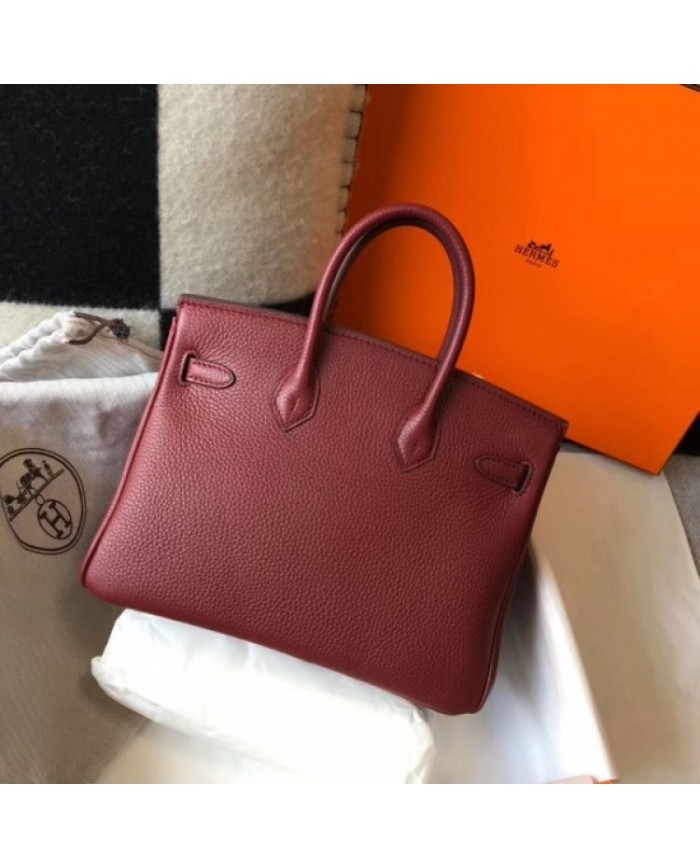 Hermes Birkin 25cm Bag In Bordeaux Clemence Leather