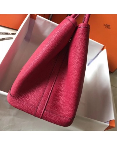 Hermes Garden Party 36 Bag In Rose Red Clemence Calfskin