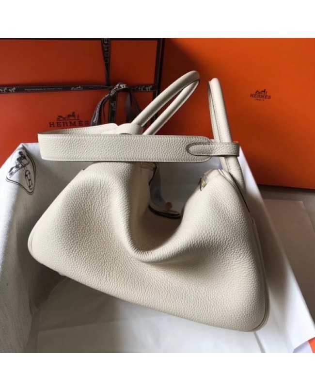 Hermes Craie Clemence Lindy 30cm Bag with GHW