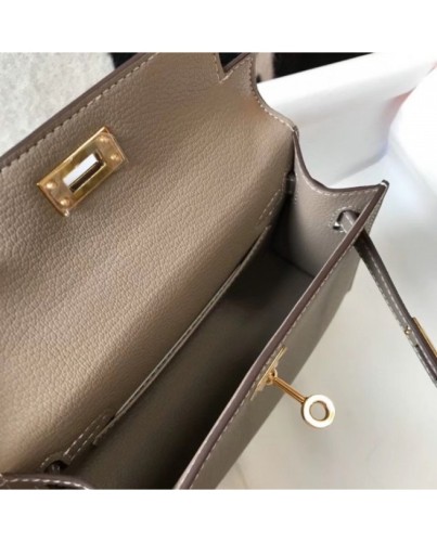 Hermes Kelly Mini II Bag In Gris Asphalt Epsom Leather