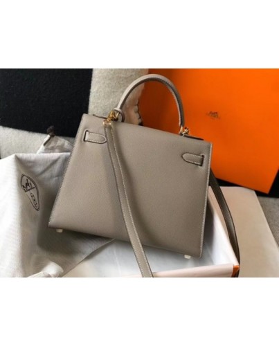 Hermes Kelly 28cm Sellier Bag In Gris Asphalt Epsom Leather