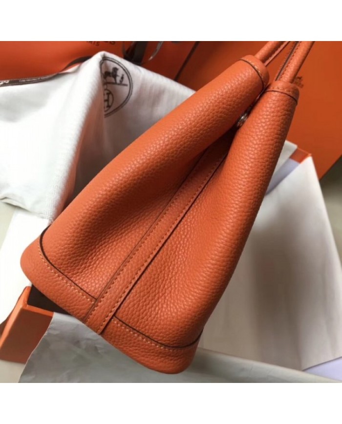 Hermes Garden Party 36 Bag In Orange Clemence Calfskin