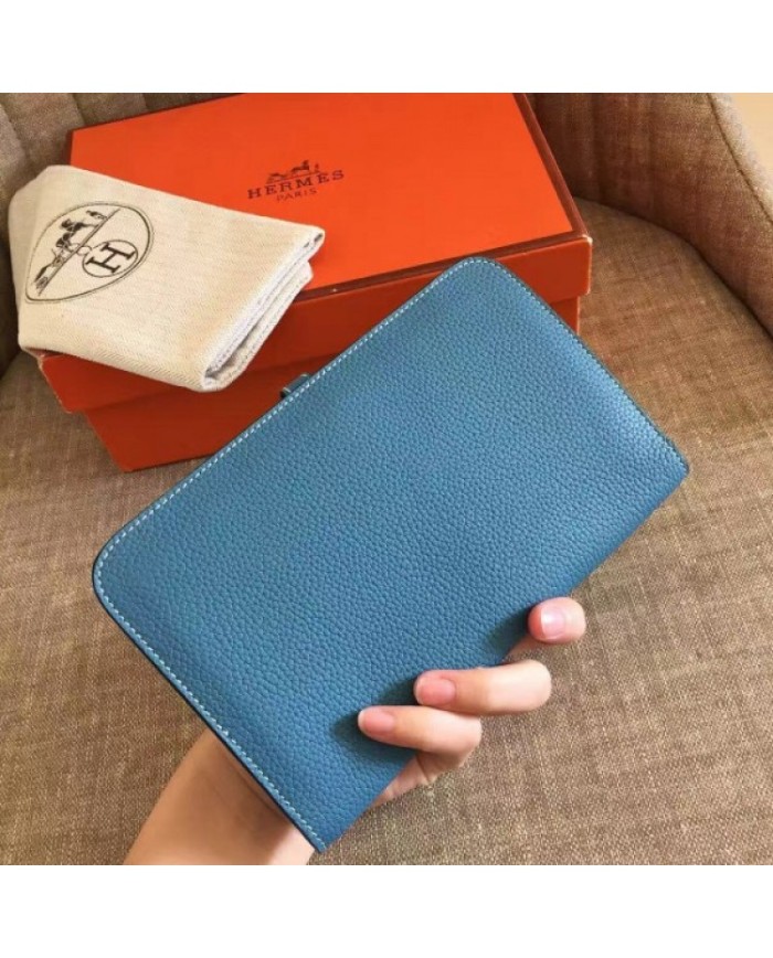 Hermes Dogon Combine Wallet In Jean Blue Leather