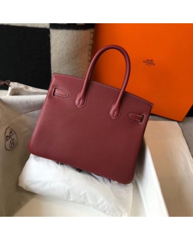 Hermes Birkin 30cm Bag In Bordeaux Clemence Leather