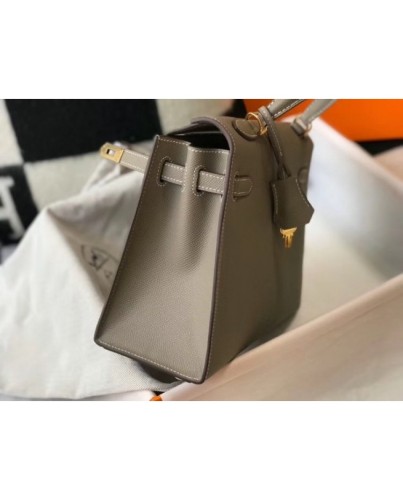Hermes Kelly 25cm Sellier Bag In Gris Asphalt Epsom Leather