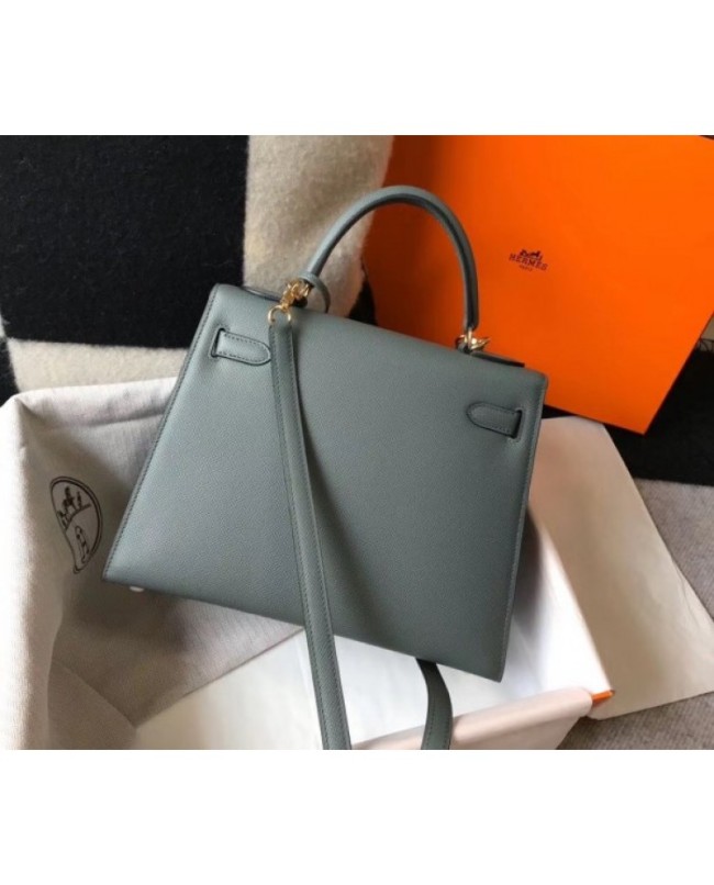 Hermes Kelly 28cm Sellier Bag In Vert Amande Epsom Leather
