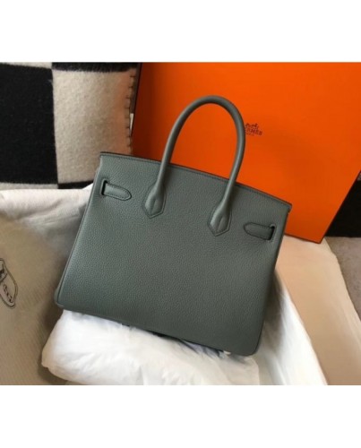 Hermes Birkin 30cm Bag In Vert Amande Clemence Leather