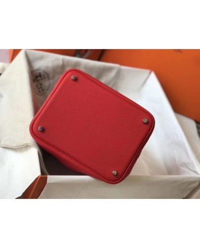 Hermes Picotin Lock 18 Bag In Red Clemence Leather