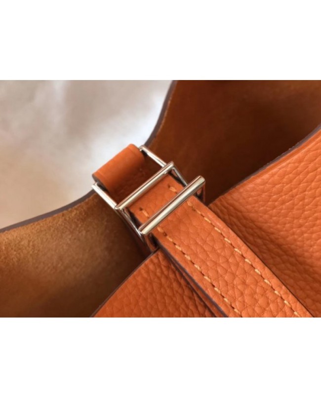 Hermes Picotin Lock 18 Bag In Orange Clemence Leather