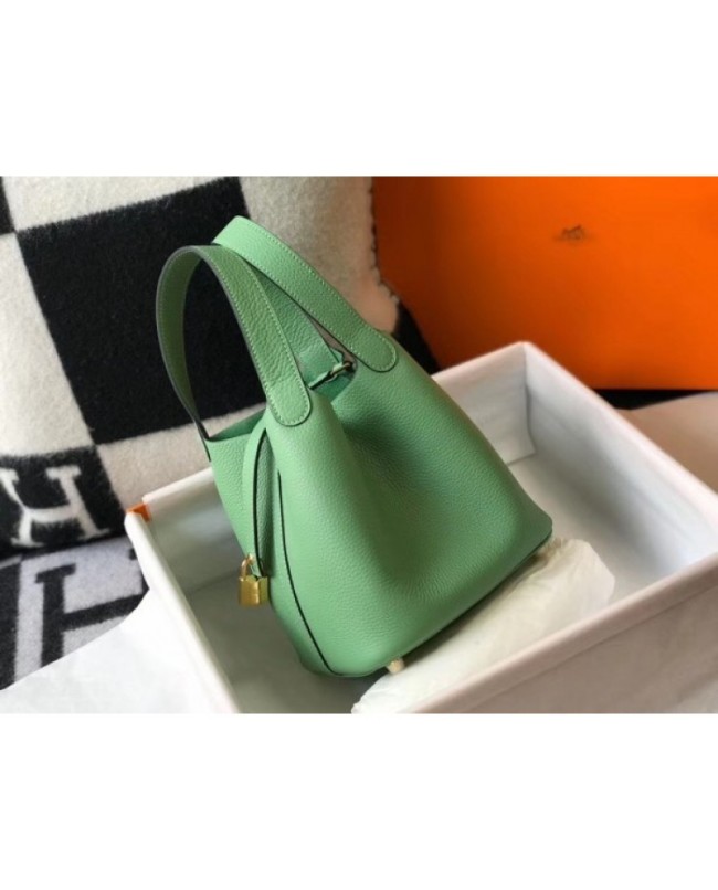 Hermes Picotin Lock 18 Bag In Vert Criquet Clemence Leather