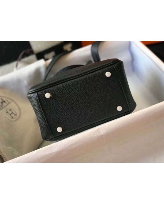 Hermes Lindy Mini Bag In Black Clemence Calfskin