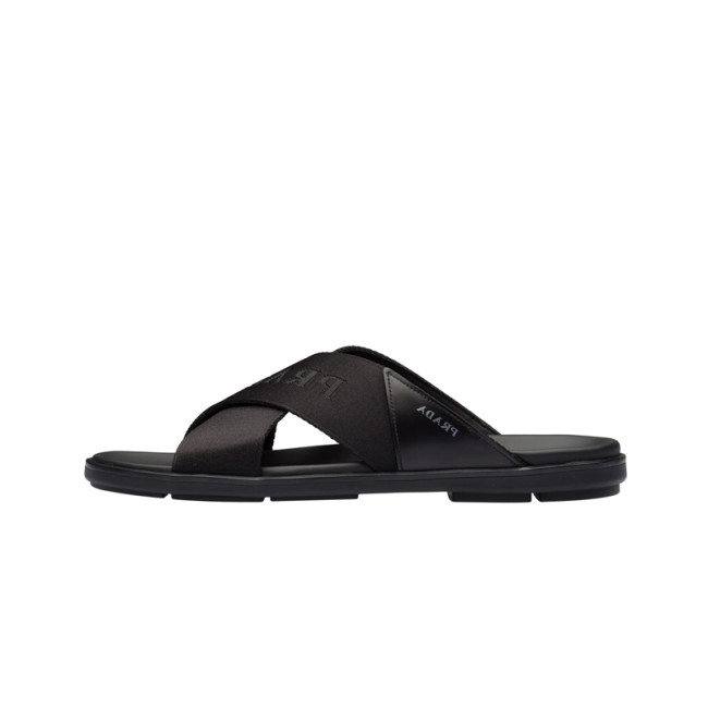 (Men) Leather and nylon sandals