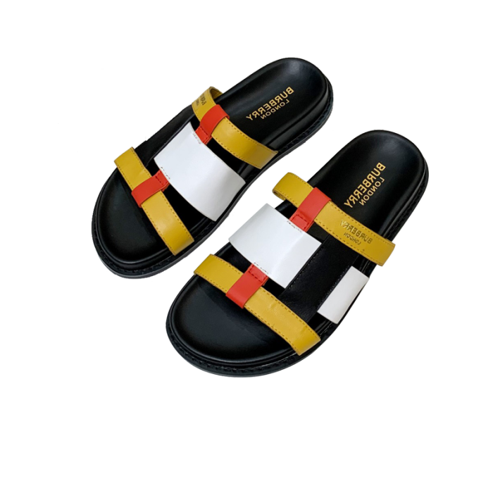 (Women) Colour Block Leather Slides