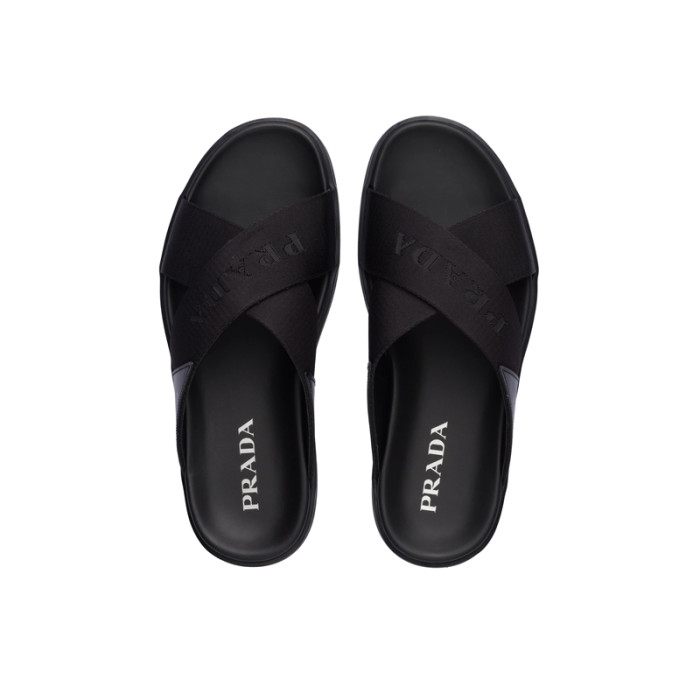 (Men) Leather and nylon sandals
