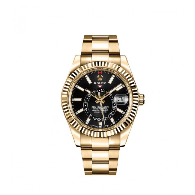Sky-Dweller Yellow Gold Men's Black Dial Watch 326938