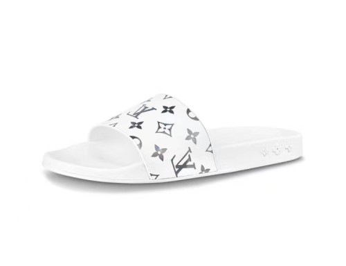 Louis Vuitton iridescent rubber slippers white