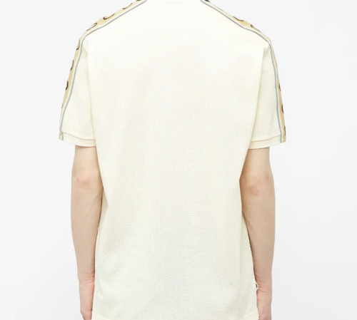 Gucci Interlocking Double G Stripe Polo Shirt Ivory
