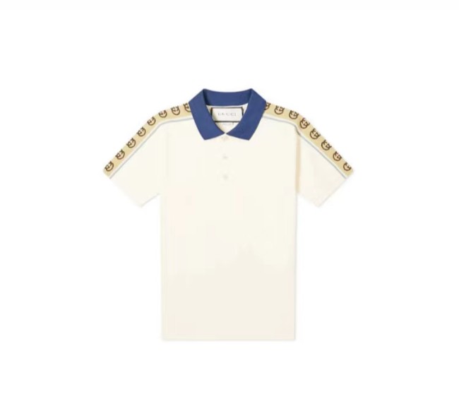 Gucci Interlocking Double G Stripe Polo Shirt Ivory