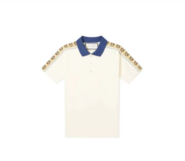 Gucci Interlocking Double G Stripe Polo Shirt Ivory