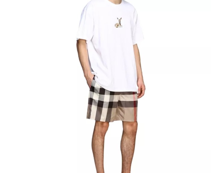 Burberry Multicolor Check Drawstring Swim Shorts Khaki