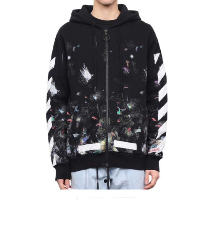 OFF-WHITE Smoky Mars Empty Graffiti Arrow Print Hooded Sweatshirt