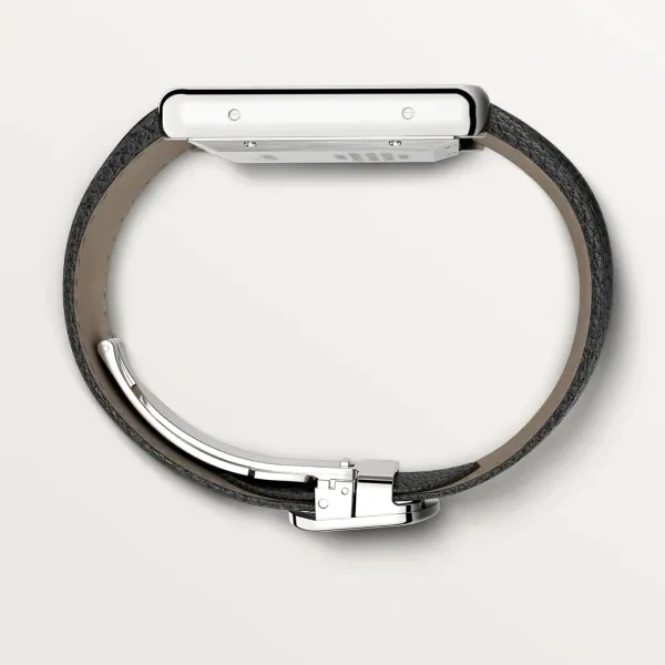 TANK SOLO watch Oversized model, automatic movement, stainless steel, leather strap