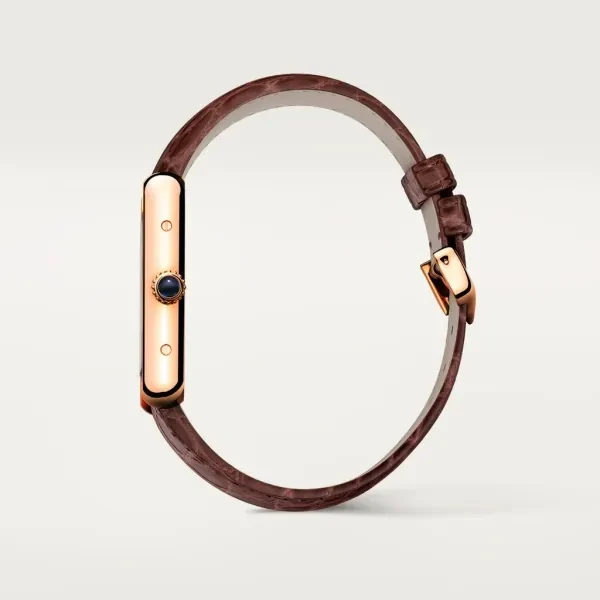 TANK SOLO watch Small model, quartz movement, 18K rose gold and stainless steel, leather strap