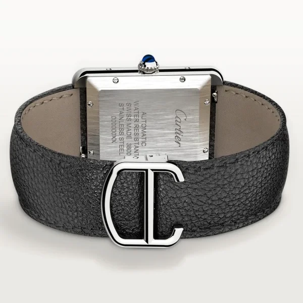 TANK SOLO watch Oversized model, automatic movement, stainless steel, leather strap