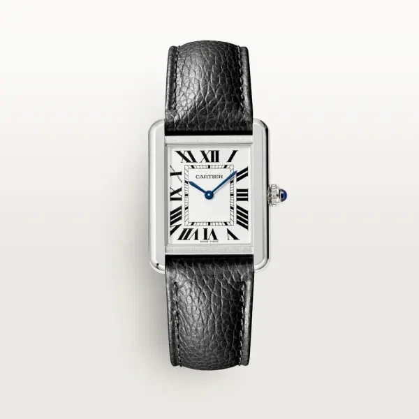 TANK SOLO watch Small model, quartz movement, stainless steel, leather strap