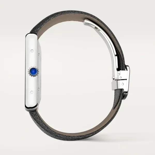 TANK SOLO watch Oversized model, automatic movement, stainless steel, leather strap