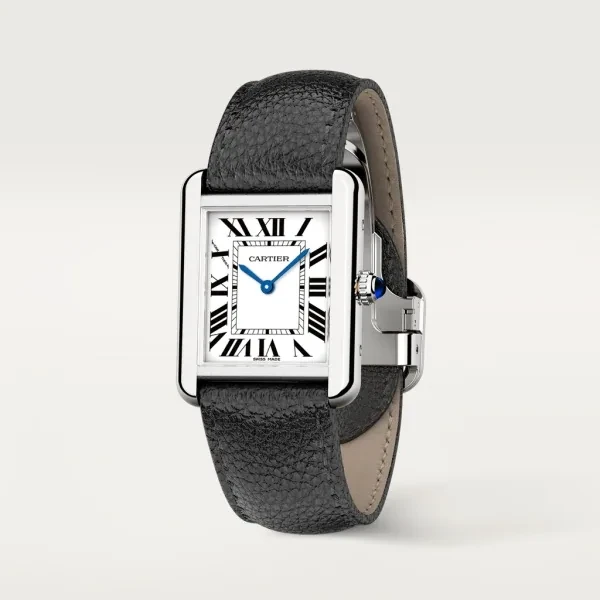 TANK SOLO watch Small model, quartz movement, stainless steel, leather strap