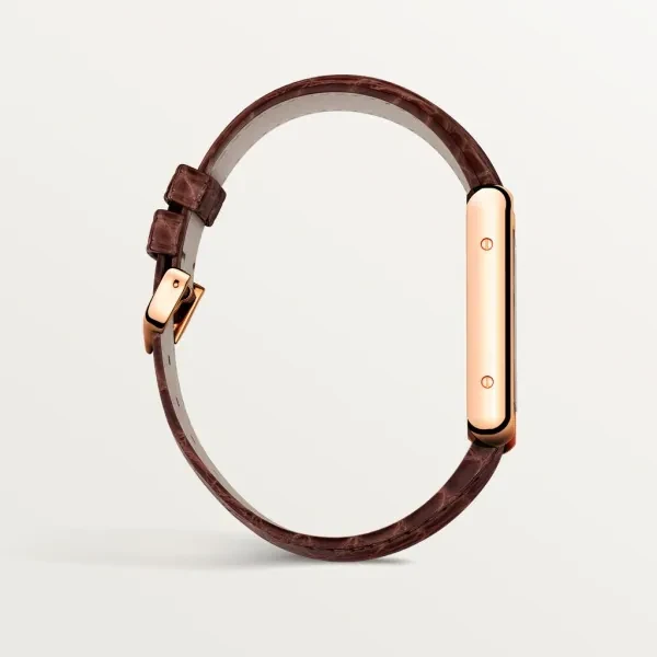 TANK SOLO watch Small model, quartz movement, 18K rose gold and stainless steel, leather strap